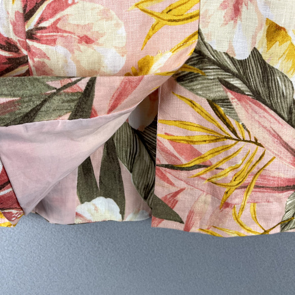 Joie Kishina Linen Blazer Womens 4 Pink Floral Tropical Hawaiian Career Office - Picture 12 of 14